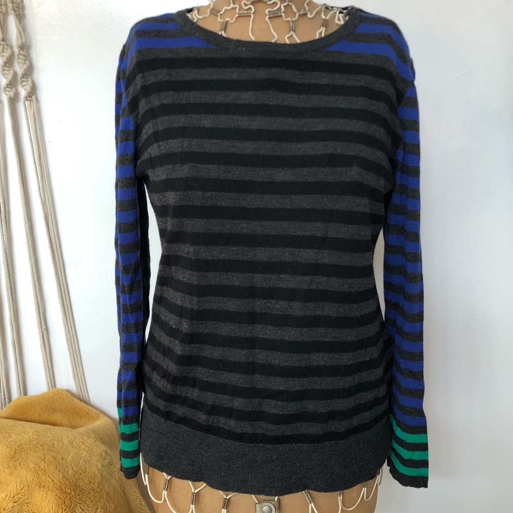 Fine wool striped multi color sweater